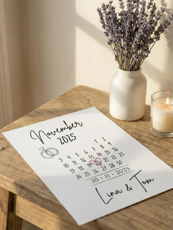 Personalisiertes Datumsposter - Euer besonderer Tag als Digitaldruck - Geschenk zur Hochzeit oder Verlobung