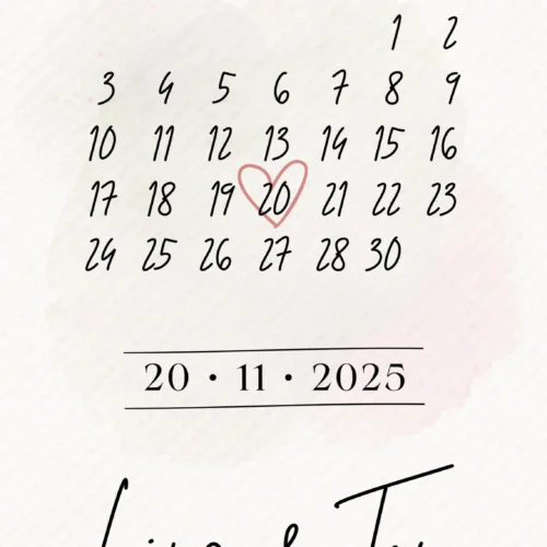 Save the Date Karte personalisiert - Digitales Datumsposter mit Namen & Datum - 3 Größen (A4, A5, Smartphone) - 3 Farbvarianten