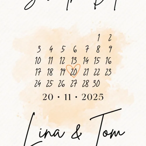 Save the Date Karte personalisiert - Digitales Datumsposter mit Namen & Datum - 3 Größen (A4, A5, Smartphone) - 3 Farbvarianten