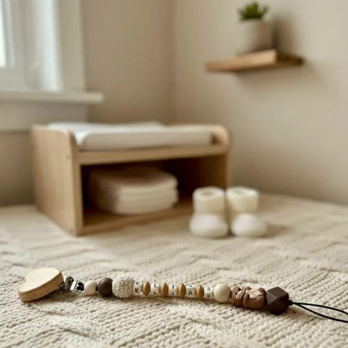 Personalisierte Schnullerkette mit Namen – Elefant oder Otter – Handgemacht - Babygeschenk Geburt & Taufe