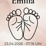 Personalisierbares Babyfüße Poster - Geburtsdaten Print - Line Art Baby Poster - Geschenk zur Geburt & Taufe – Babyzimmer Deko