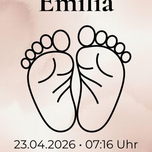 Personalisierbares Babyfüße Poster - Geburtsdaten Print - Line Art Baby Poster - Geschenk zur Geburt & Taufe – Babyzimmer Deko