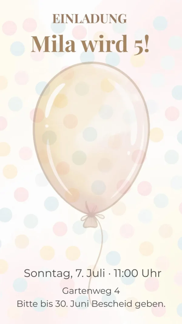 Einladung Kindergeburtstag personalisiert Bundle Handy und A4 digitale Geburtstagseinladung Ballon Vorlage zum Ausdrucken