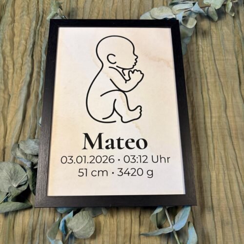 Personalisierbares Baby Poster – Geburtsdaten Print & Digital Download – Minimalistische Line Art – Geschenk zur Geburt, Taufe, Babyzimmer