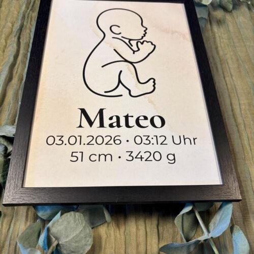Personalisierbares Baby Poster – Geburtsdaten Print & Digital Download – Minimalistische Line Art – Geschenk zur Geburt, Taufe, Babyzimmer