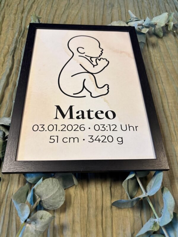 Personalisierbares Baby Poster – Geburtsdaten Print & Digital Download – Minimalistische Line Art – Geschenk zur Geburt, Taufe, Babyzimmer