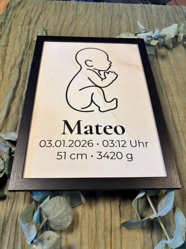 Personalisierbares Baby Poster – Geburtsdaten Print & Digital Download – Minimalistische Line Art – Geschenk zur Geburt, Taufe, Babyzimmer