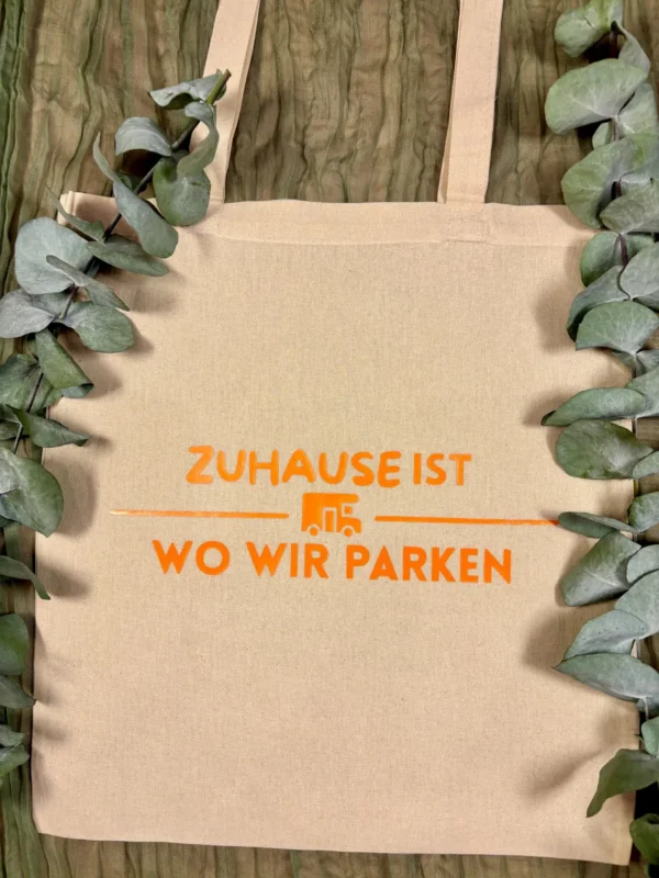 Camping Stofftasche - Zuhause ist wo wir parken - Geschenkidee für Camper - Wohnmobil