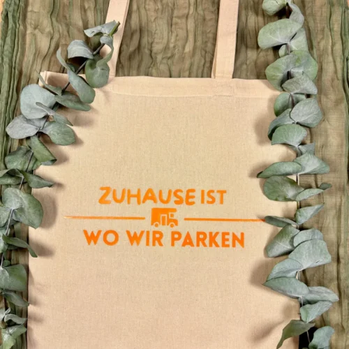 Camping Stofftasche - Zuhause ist wo wir parken - Geschenkidee für Camper - Wohnmobil