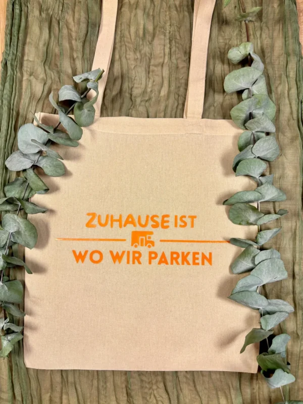 Camping Stofftasche - Zuhause ist wo wir parken - Geschenkidee für Camper - Wohnmobil