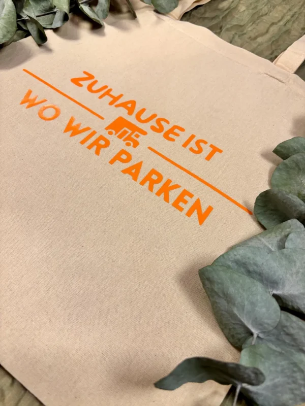 Camping Stofftasche - Zuhause ist wo wir parken - Geschenkidee für Camper - Wohnmobil