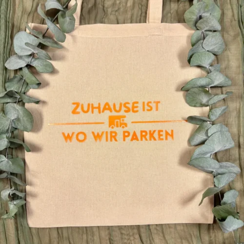 Camping Stofftasche - Zuhause ist wo wir parken - Geschenkidee für Camper - Wohnmobil
