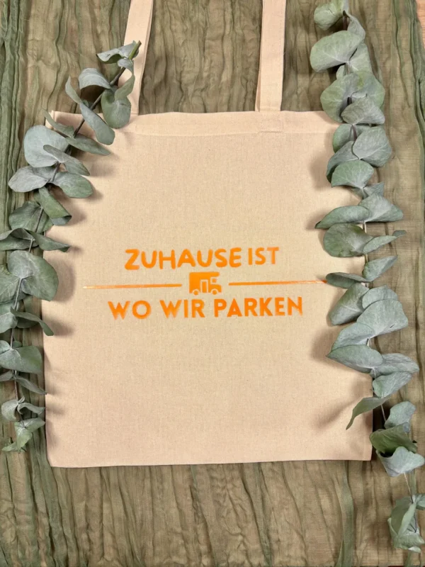 Camping Stofftasche - Zuhause ist wo wir parken - Geschenkidee für Camper - Wohnmobil