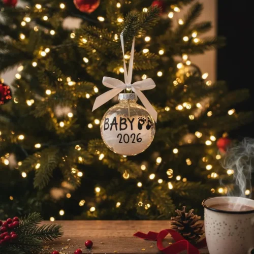 Personalisierte Weihnachtskugel - Baby erstes Weihnachten - Geschenk zur Geburt und Taufe – Bild 1