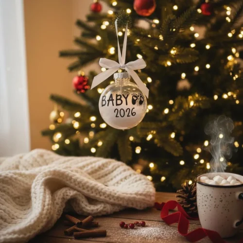Personalisierte Weihnachtskugel - Baby erstes Weihnachten - Geschenk zur Geburt und Taufe – Bild 2