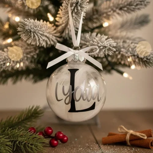 Personalisierter Weihnachtskugel - Name und Buchstabe - Weihnachtsschmuck - Geschenkidee Familie – Bild 5