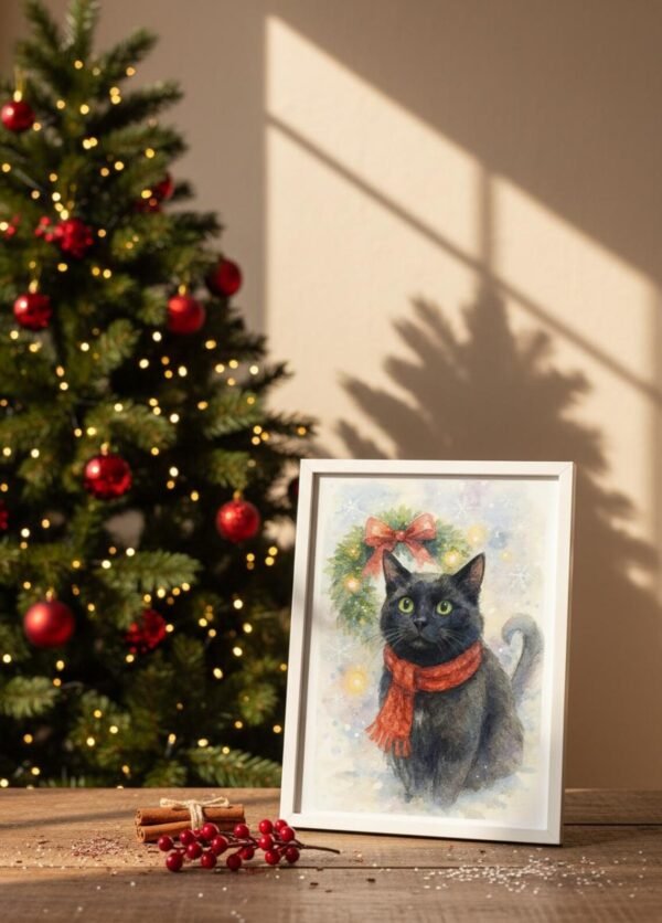 Personalisiertes Weihnachts-Aquarell Haustierportrait | Digitales Haustierbild | Individuelle Winter-Illustration aus deinem Foto