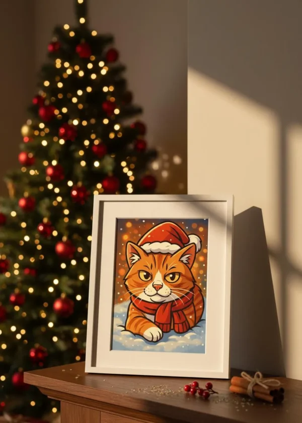 Weihnachtliches Haustier Comicporträt - Foto zu Cartoon Illustration - Digitales personalisiertes Haustierbild