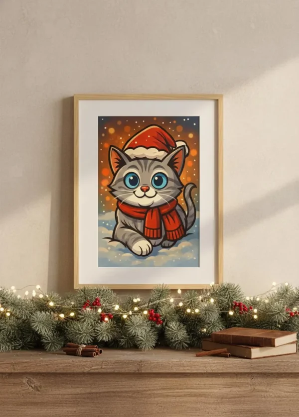 Weihnachtliches Haustier Comicporträt - Foto zu Cartoon Illustration - Digitales personalisiertes Haustierbild