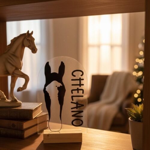 Personalisiertes Pferdeportrait aus Acryl – Pferde Silhouette mit Name