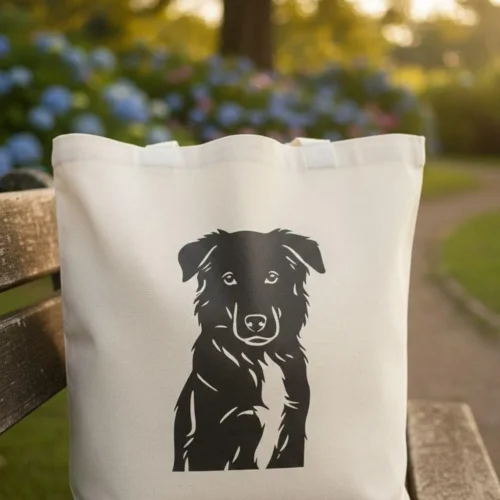 Hund Silhouette auf Stofftasche - personalisierte Hundetasche aus deinem Foto - individuelles Hundemotiv - Geschenk für Hundebesitzer