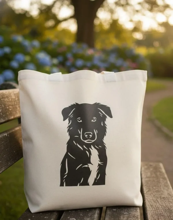 Hund Silhouette auf Stofftasche - personalisierte Hundetasche aus deinem Foto - individuelles Hundemotiv - Geschenk für Hundebesitzer