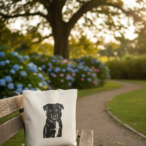 Hund Silhouette auf Stofftasche - personalisierte Hundetasche aus deinem Foto - individuelles Hundemotiv - Geschenk für Hundebesitzer