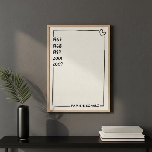 Familienposter personalisiert - Jahreszahlen & Familienname - Geschenk für Eltern, Großeltern, Familie - Individuelles Wandbild