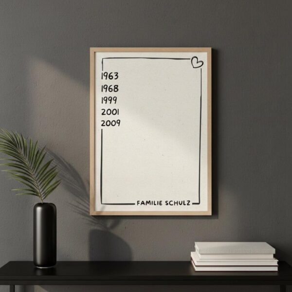 Familienposter personalisiert - Jahreszahlen & Familienname - Geschenk für Eltern, Großeltern, Familie - Individuelles Wandbild