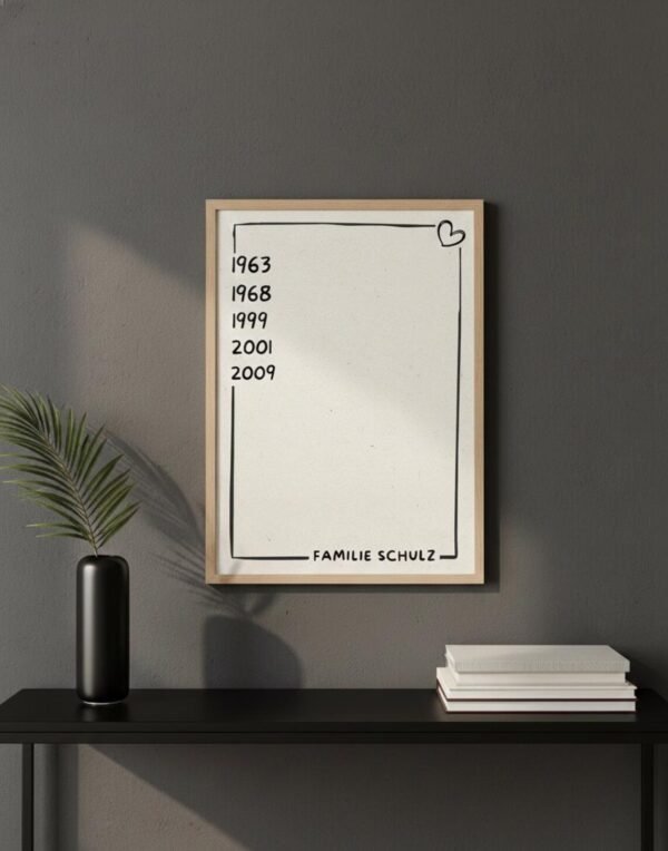 Familienposter personalisiert - Jahreszahlen & Familienname - Geschenk für Eltern, Großeltern, Familie - Individuelles Wandbild