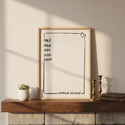 Familienposter personalisiert - Jahreszahlen & Familienname - Geschenk für Eltern, Großeltern, Familie - Individuelles Wandbild