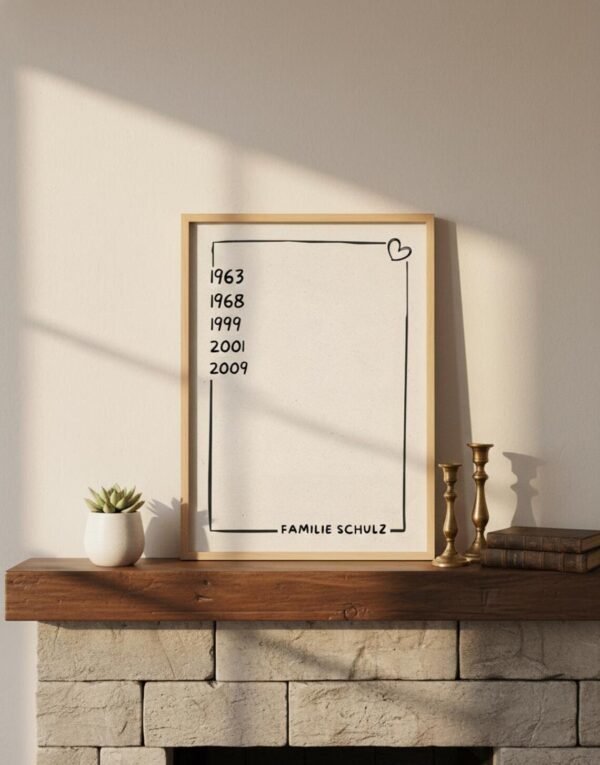 Familienposter personalisiert - Jahreszahlen & Familienname - Geschenk für Eltern, Großeltern, Familie - Individuelles Wandbild