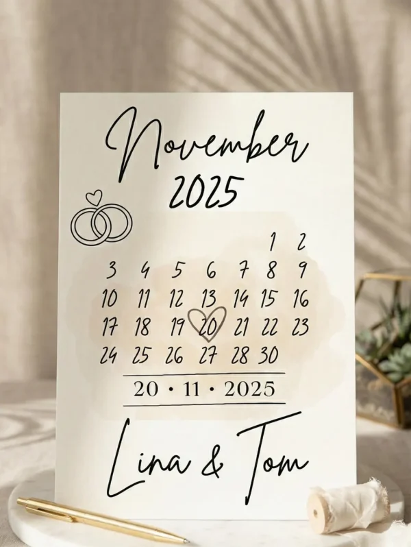 Personalisiertes Datumsposter - Euer besonderer Tag als Digitaldruck - Geschenk zur Hochzeit oder Verlobung