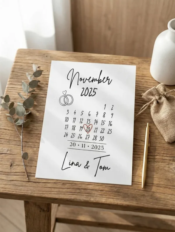 Personalisiertes Datumsposter - Euer besonderer Tag als Digitaldruck - Geschenk zur Hochzeit oder Verlobung