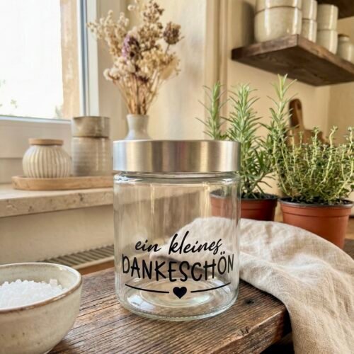 Ein kleines Dankeschön – dekoratives Schraubglas mit Deckel als Mitbringsel
