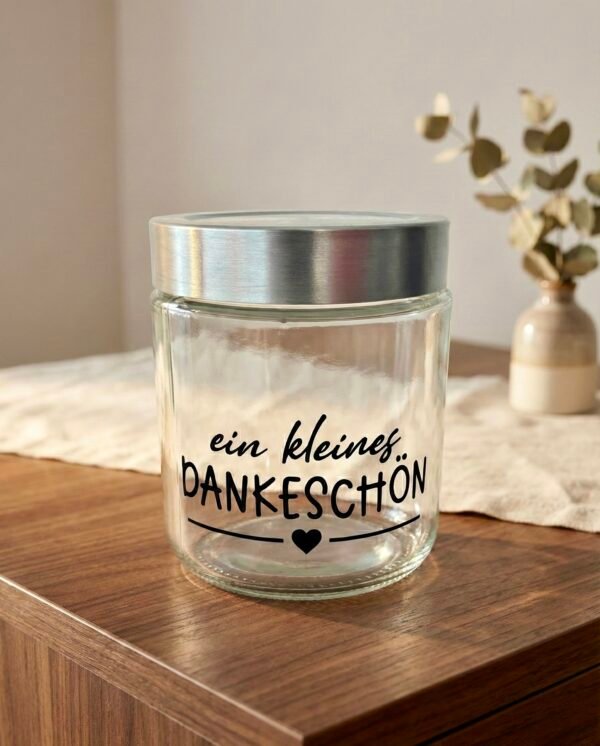 Ein kleines Dankeschön – dekoratives Schraubglas mit Deckel als Mitbringsel