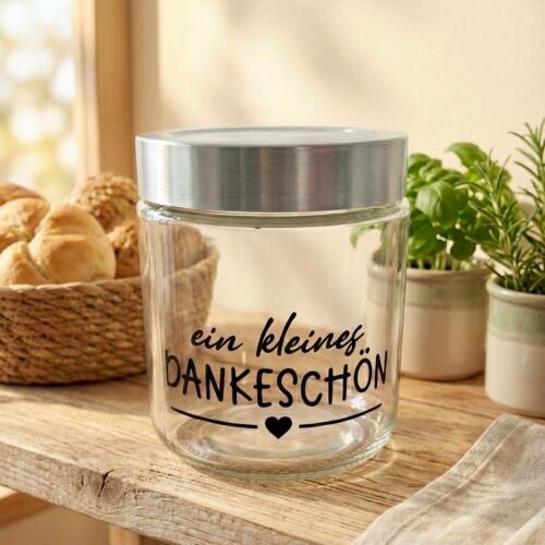 Ein kleines Dankeschön – dekoratives Schraubglas mit Deckel als Mitbringsel