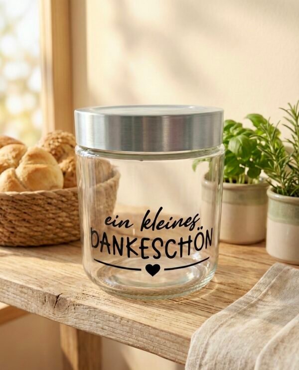 Ein kleines Dankeschön – dekoratives Schraubglas mit Deckel als Mitbringsel