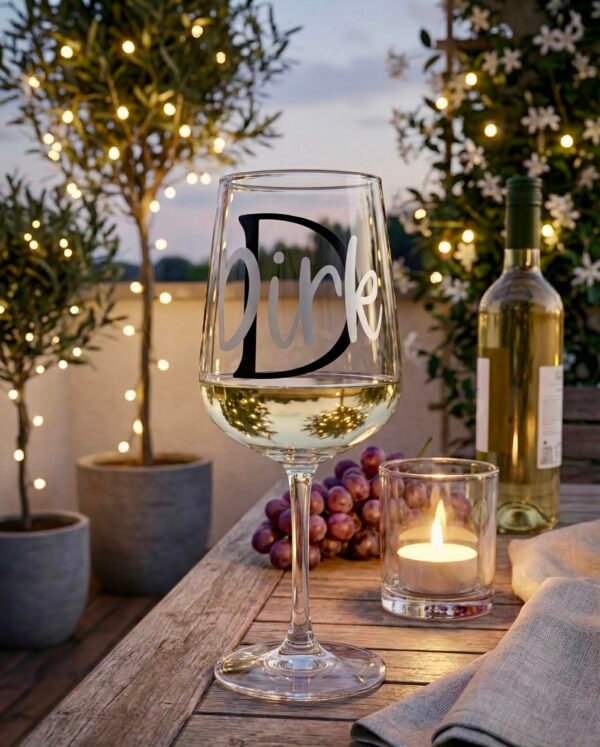 Personalisiertes Weißweinglas mit Initial und Name - elegantes Geschenk