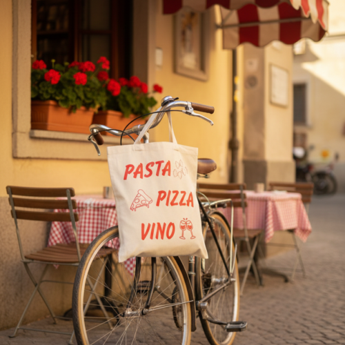 Pasta Pizza Vino Stofftasche | Italien Einkaufstasche | Geschenk für Italien Fans | Jutebeutel Foodie | Baumwolltasche Pasta Lover