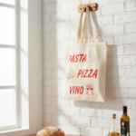 Pasta Pizza Vino Stofftasche | Italien Einkaufstasche | Geschenk für Italien Fans | Jutebeutel Foodie | Baumwolltasche Pasta Lover